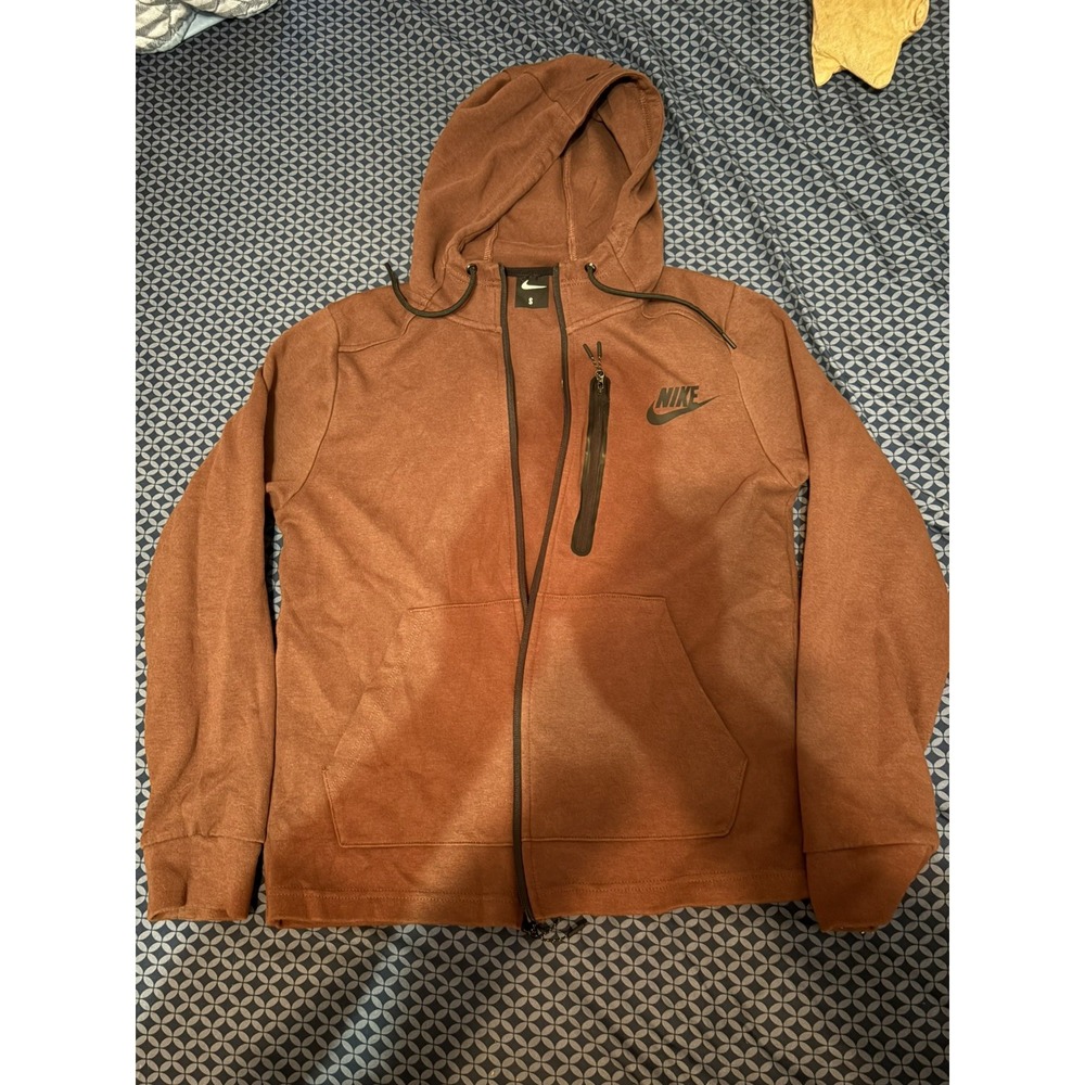 Nike Tech Fleece Zip Hoodie Mens S Brown Athleisure Jacket